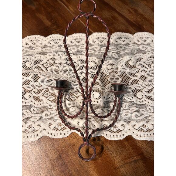 Twisted Metal Double Candlestick Wall Hanging - Picture 7 of 7